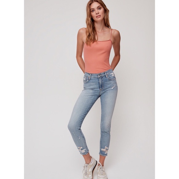 Agolde Denim - AGOLDE Sophie Crop distressed high waist jean 25